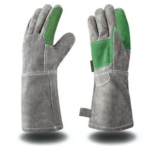 Leather Safety Work Gloves Gardening Carpenter Waterproof Heavy Duty Grey Medium